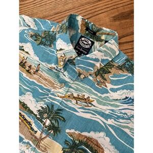 reyn spooner Blue Tropical Wave Print Button-Down Shirt